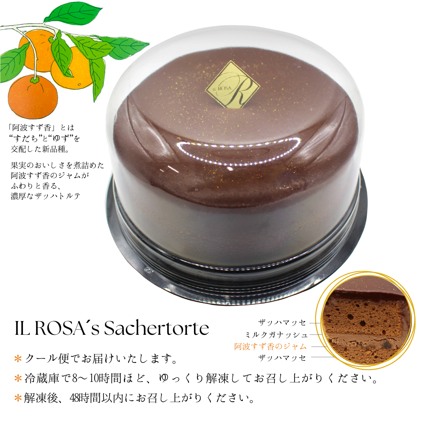 【配送専用】ザッハトルテ4号(12cm / 冷凍販売)